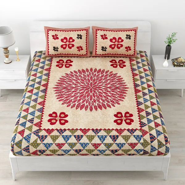JAMG_Soft_Cotton_Bedsheet_with_Pillow_Covers_for_Double_Size_Bed_|_Printed_Comfortable_Bedding_Set_|_Smooth_Breathable_Fabric_|_Elegant_Home_Furnishing__BADMERI_SURAJ_Multi-Color_45