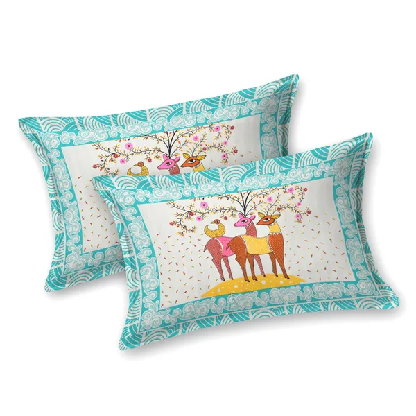 Vibrant_Deer_Print_Bedsheet_Set_with_Matching_Pillow_Covers