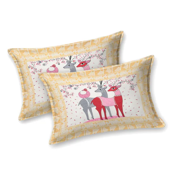 Vibrant_Deer_Print_Bedsheet_Set_with_Matching_Pillow_Covers