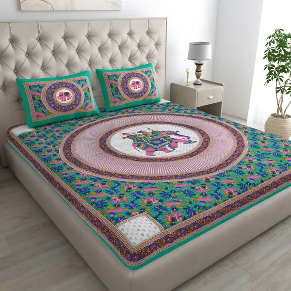 Vibrant_Mandala_Printed_Bedsheet_with_Matching_Pillow_Covers