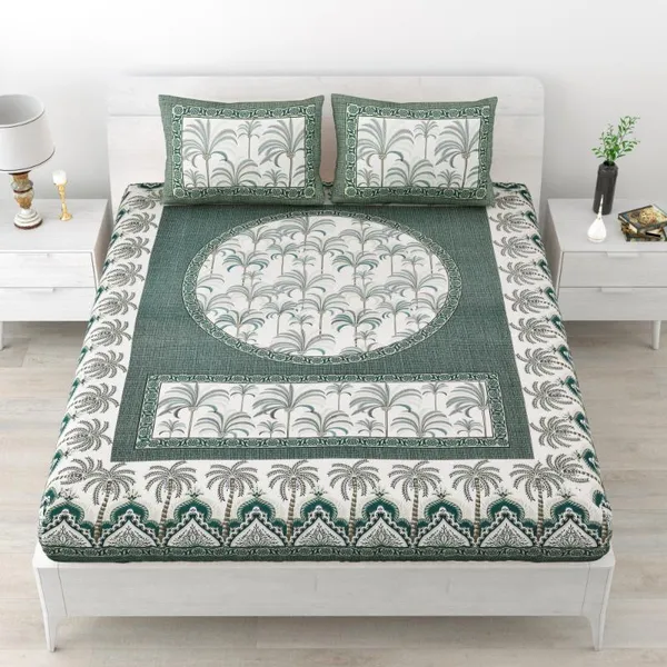 Classic_Palm_Motif_Cotton_Bedsheet_Set_in_Warm_Brown_Tones