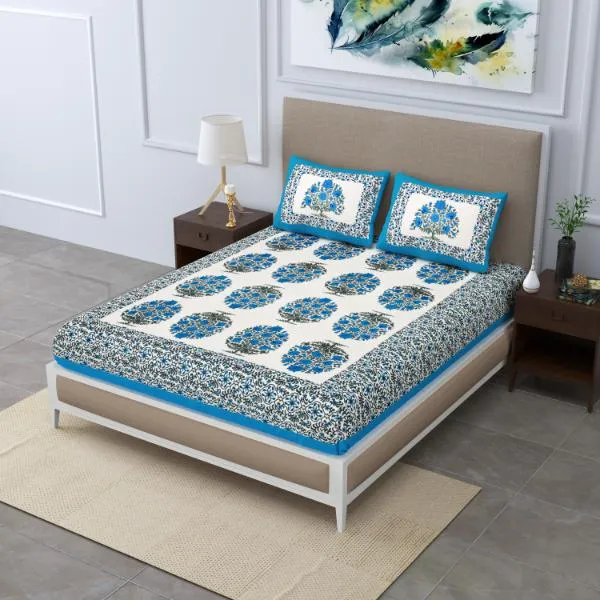 Upgrade_Your_Bedroom_with_This_Elegant_Blue_Floral_Cotton_Bedsheet_Set