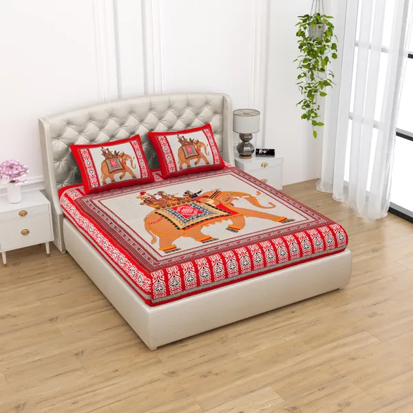 JAMG_Soft_Cotton_Bedsheet_with_Pillow_Covers_for_Double_Size_Bed_|_Printed_Comfortable_Bedding_Set_|_Smooth_Breathable_Fabric_|_Elegant_Home_Furnishing__BADA_HATHI_Multi-Color_45