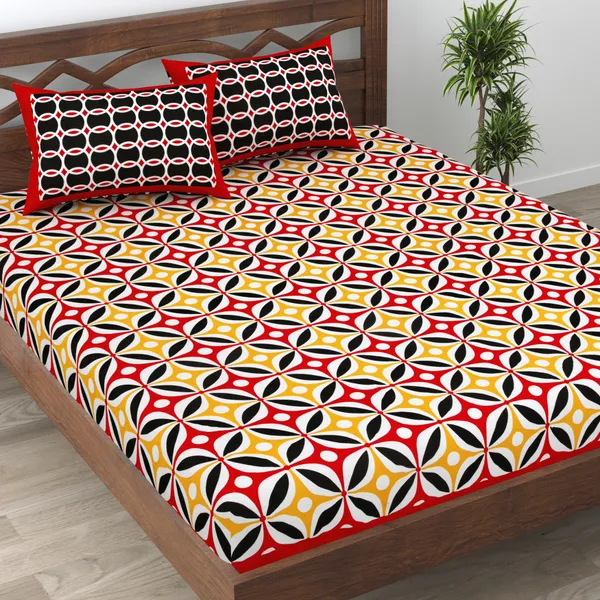 JAMG_Soft_Cotton_Bedsheet_with_Pillow_Covers_for_Double_Size_Bed_|_Printed_Comfortable_Bedding_Set_|_Smooth_Breathable_Fabric_|_Elegant_Home_Furnishing__APPLE_CHAKRI_Multi-Color_45