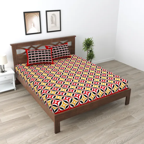 JAMG_Soft_Cotton_Bedsheet_with_Pillow_Covers_for_Double_Size_Bed_|_Printed_Comfortable_Bedding_Set_|_Smooth_Breathable_Fabric_|_Elegant_Home_Furnishing__APPLE_CHAKRI_Multi-Color_45