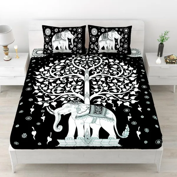 Elephant_Tree_Print_Cotton_Bedsheet_with_2_Pillow_Covers