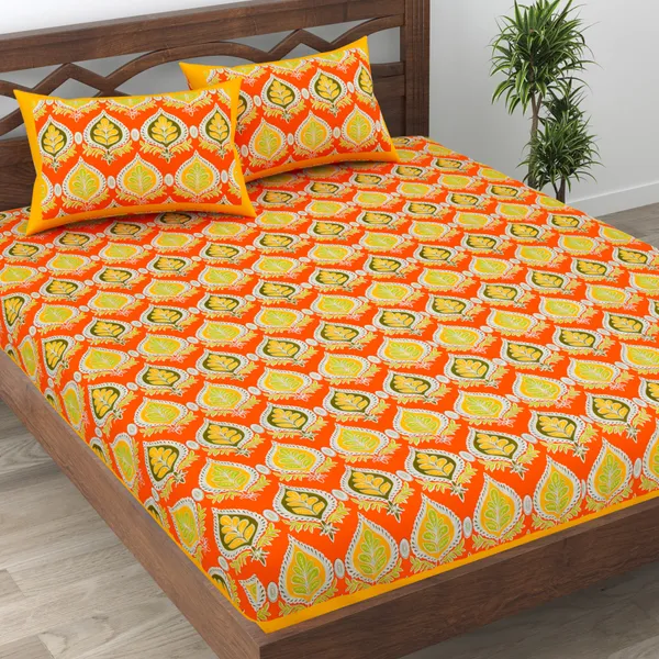 JAMG_Soft_Cotton_Bedsheet_with_Pillow_Covers_for_Double_Size_Bed_|_Printed_Comfortable_Bedding_Set_|_Smooth_Breathable_Fabric_|_Elegant_Home_Furnishing__APPLE_PAN_PATTA_Multi-Color_45