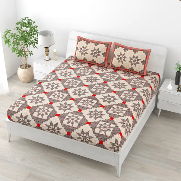 JAMG_Soft_Cotton_Bedsheet_with_Pillow_Covers_for_Double_Size_Bed_|_Printed_Comfortable_Bedding_Set_|_Smooth_Breathable_Fabric_|_Elegant_Home_Furnishing__AZRAK_STAR_Multi-Color_45
