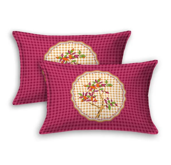 Handcrafted_Floral_Medallion_Cotton_Bedsheet_Set_in_Mustard_mahroon