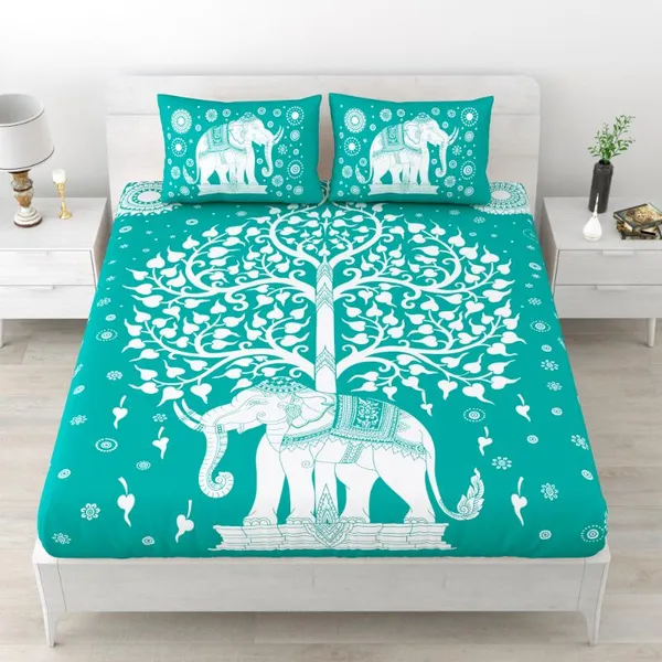 Ethnic_Elephant_Tree_Print_Cotton_Bedsheet_Set__Bold_&_Beautiful