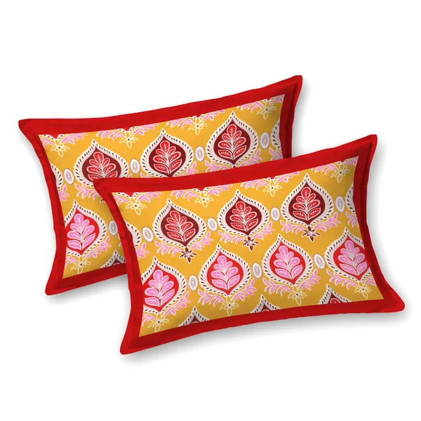 JAMG_Soft_Cotton_Bedsheet_with_Pillow_Covers_for_Double_Size_Bed_|_Printed_Comfortable_Bedding_Set_|_Smooth_Breathable_Fabric_|_Elegant_Home_Furnishing__APPLE_PAN_PATTA_Multi-Color_45