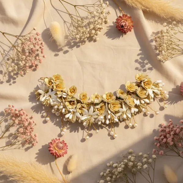 Golden_Plastic_Premium_&_Elegant_Floral_Bridal_Juda_Hair_Clip_For_Women_&_Girls