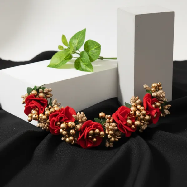 Rose_Plastic_Premium_&_Elegant_Red_Floral_With_Golden_Pearls_Hair_Accessory_For_Women_&_Girls