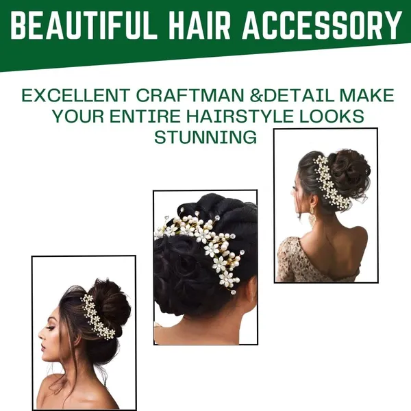 White_Plastic_Premium_&_Elegant_Pearl_Artificial_Flowers_Bridal_Hair_Accessory_For_Women_&_Girls