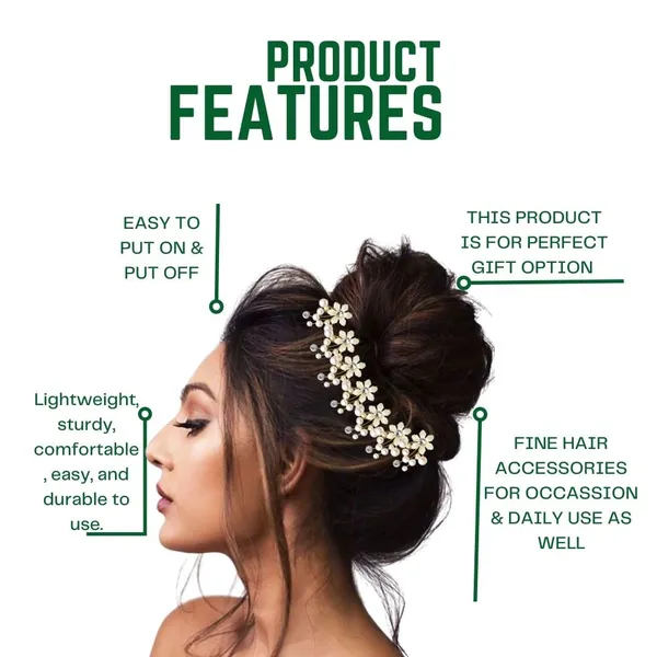 White_Plastic_Premium_&_Elegant_Pearl_Artificial_Flowers_Bridal_Hair_Accessory_For_Women_&_Girls
