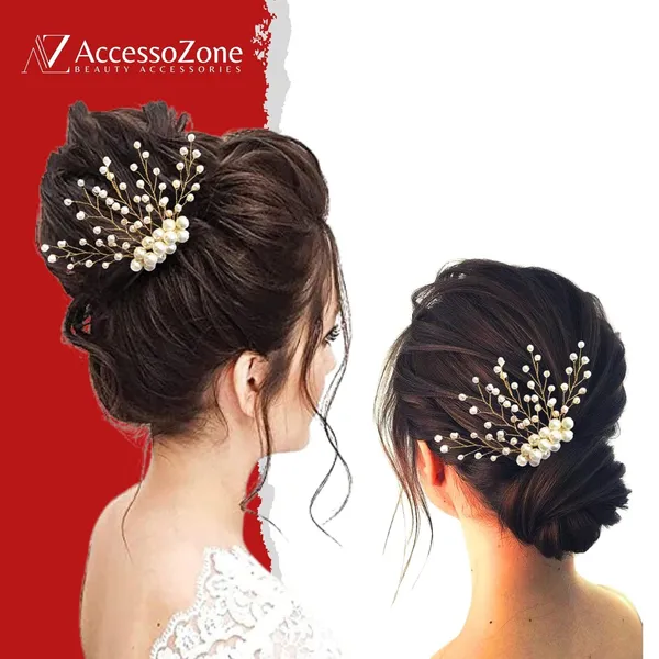 White_Plastic_Premium_&_Elegant_Artificial_Pearl_Hair_Pins_For_Women_&_Girls