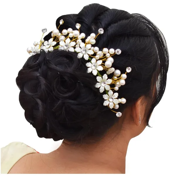 White_Plastic_Premium_&_Elegant_Pearl_&_Crystal_Floral_Hair_Pins_For_Women_&_Girls