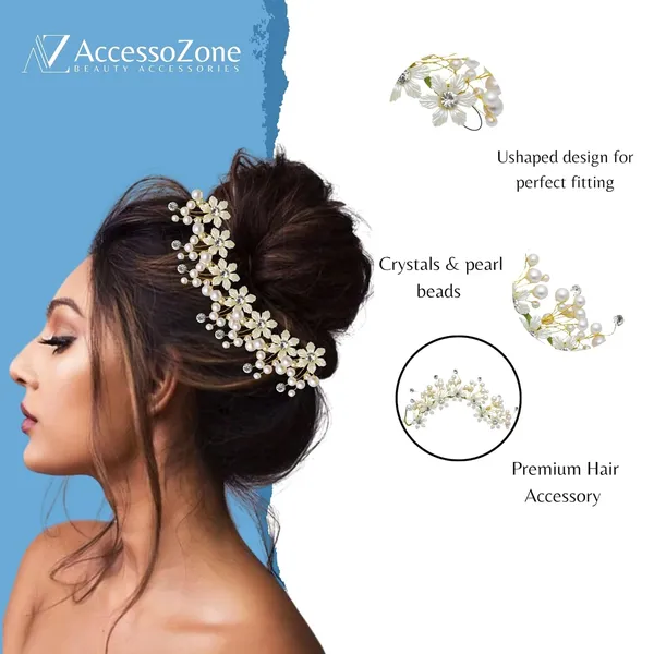 White_Plastic_Premium_&_Elegant_Pearl_&_Crystal_Floral_Hair_Pins_For_Women_&_Girls