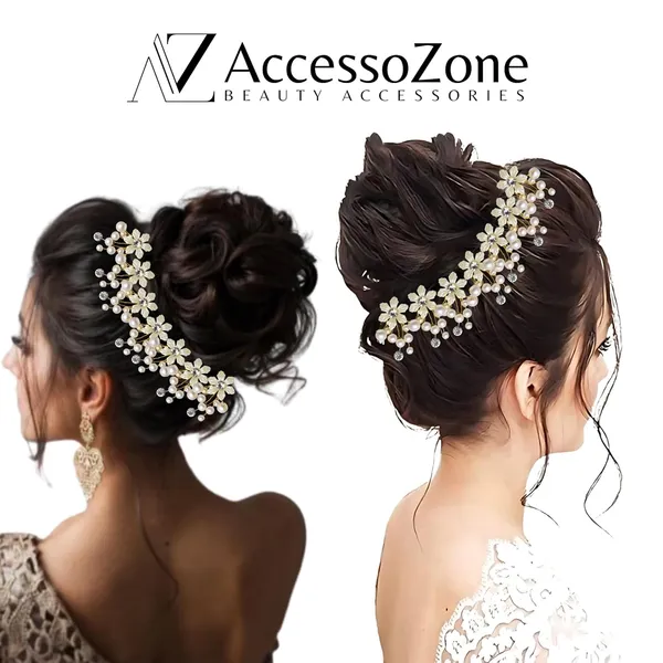 White_Plastic_Premium_&_Elegant_Pearl_&_Crystal_Floral_Hair_Pins_For_Women_&_Girls