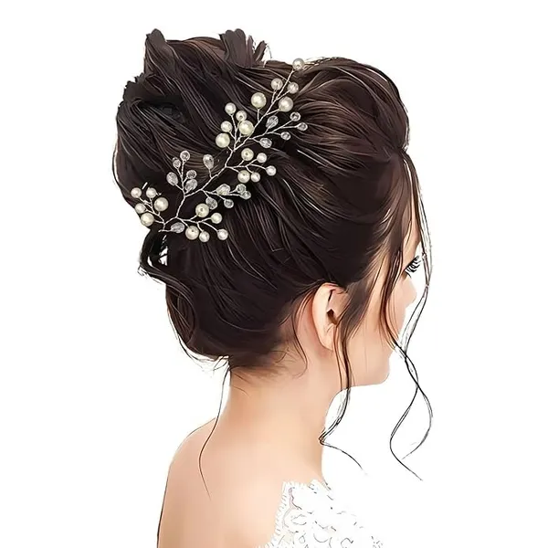 White_Plastic_Premium_&_Elegant_Pearl_&_Crystal_Elegant_Hairpiece_For_Women_&_Girls