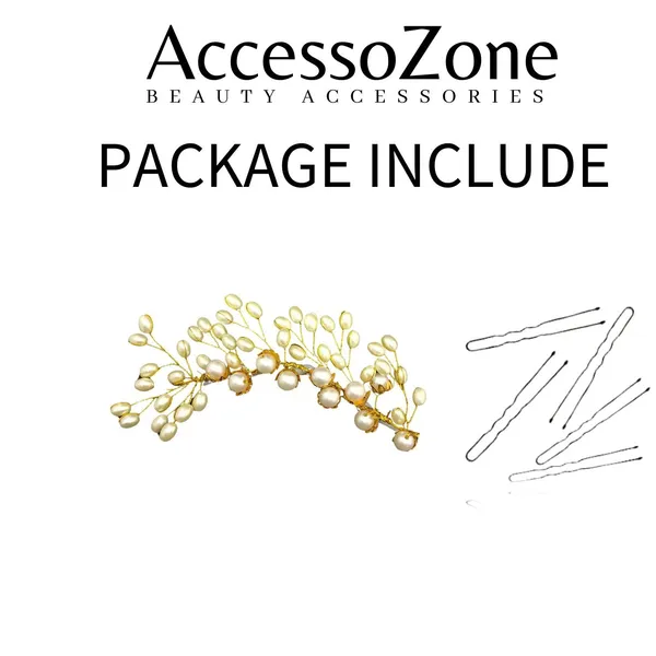 White_Plastic_Premium_&_Elegant_Gold_Pearl_Embellished_Hair_Clip_For_Women_&_Girls