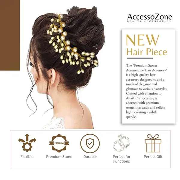 White_Plastic_Premium_&_Elegant_Gold_Pearl_Embellished_Hair_Clip_For_Women_&_Girls