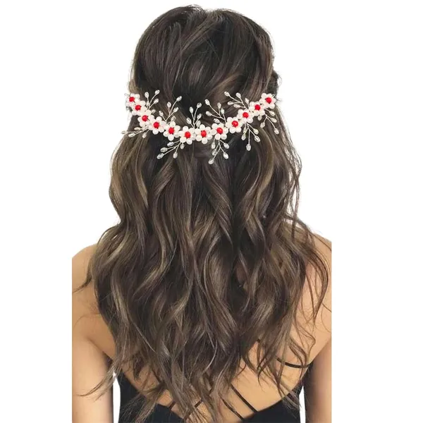 White_Plastic_Premium_&_Elegant_Pearl_&_Floral_Hairpiece_For_Women_&_Girls