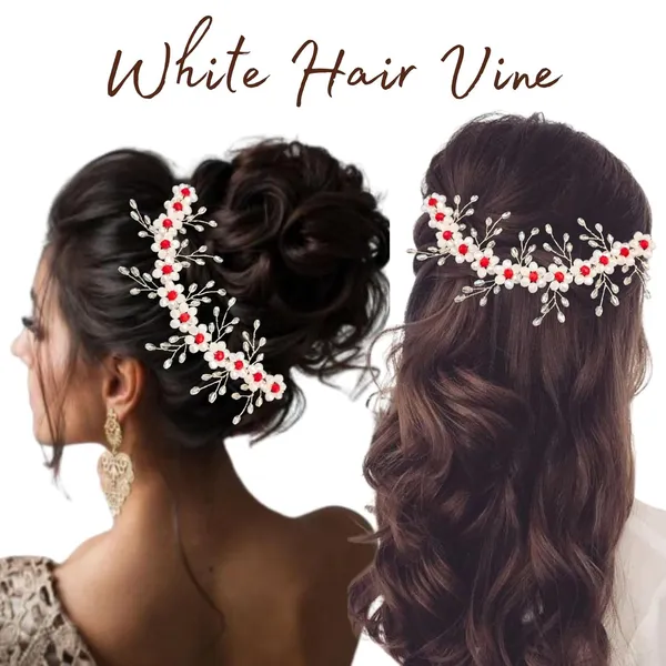 White_Plastic_Premium_&_Elegant_Pearl_&_Floral_Hairpiece_For_Women_&_Girls