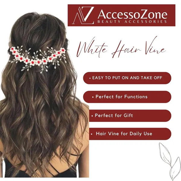 White_Plastic_Premium_&_Elegant_Pearl_&_Floral_Hairpiece_For_Women_&_Girls