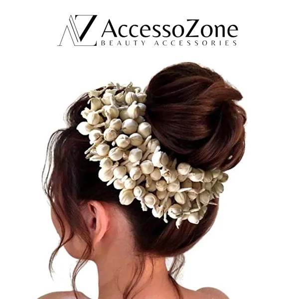 White_Plastic_Premium_&_Elegant_Fresh_Flower_Gajra_Hair_Garland_For_Women_&_Girls