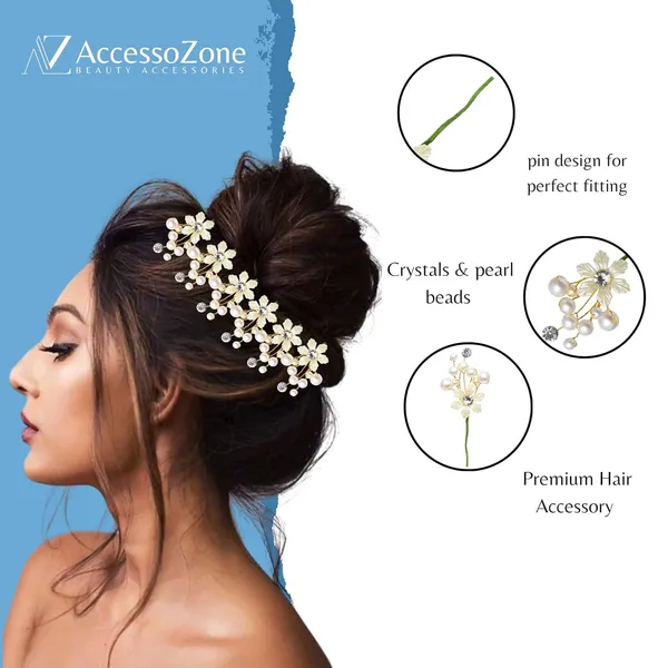 White_Plastic_Premium_&_Elegant_Trendy_Hair_Pins/Clips_Hair_Accessories_For_Women_&_Girls
