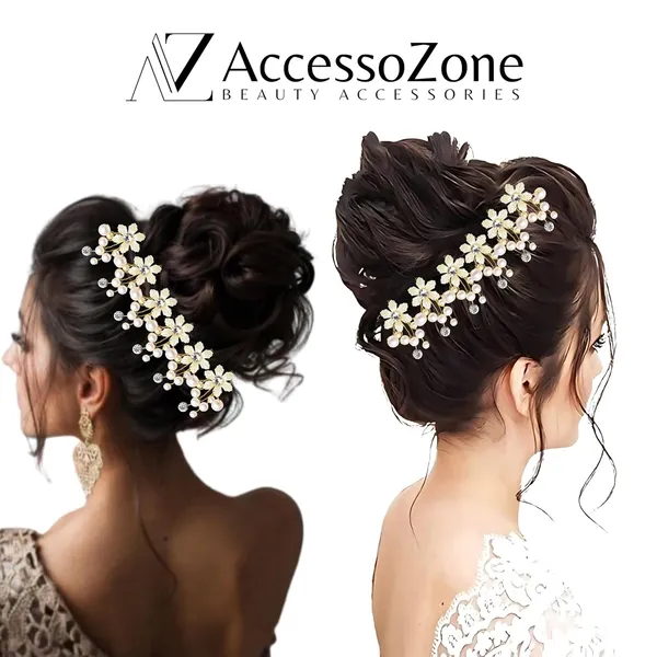 White_Plastic_Premium_&_Elegant_Trendy_Hair_Pins/Clips_Hair_Accessories_For_Women_&_Girls