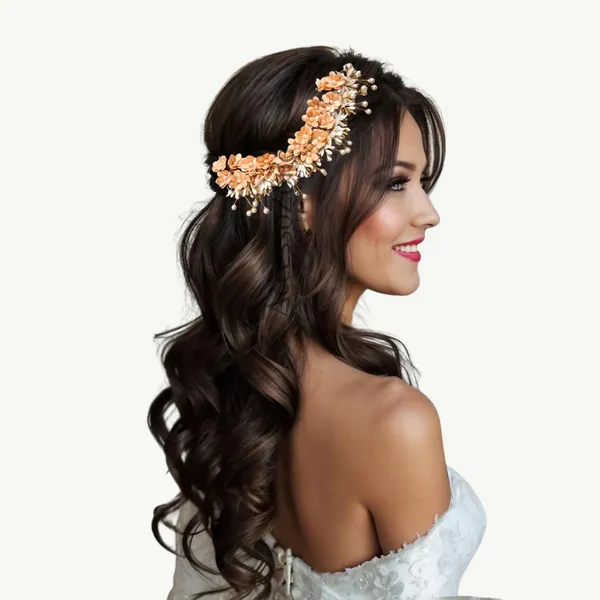 Peach_Plastic_Premium_&_Elegant_Peach_Floral_Bridal_Hair_Clip_For_Women_&_Girls