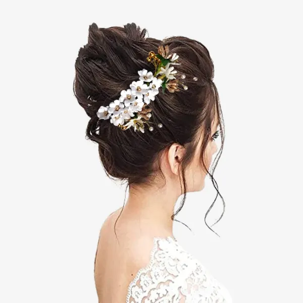 White_Plastic_Premium_&_Elegant_Safed_Pushp_Gulabi_Hair_Clip_For_Women_&_Girls