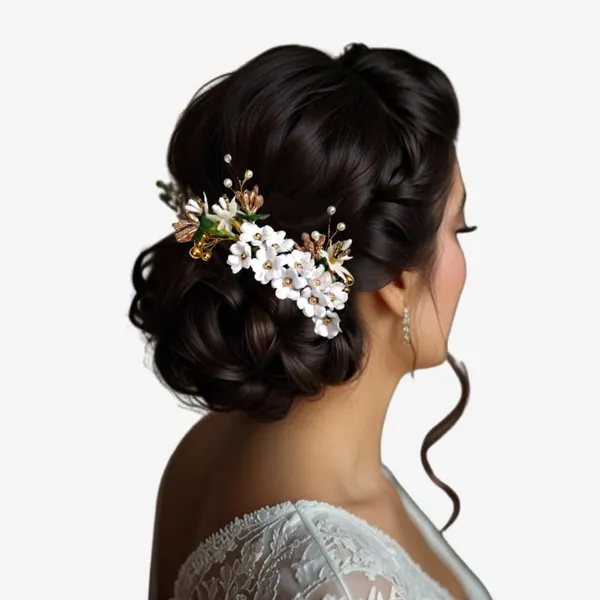 White_Plastic_Premium_&_Elegant_Safed_Pushp_Gulabi_Hair_Clip_For_Women_&_Girls