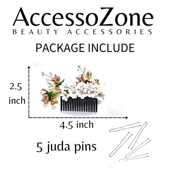 White_Plastic_Premium_&_Elegant_Safed_Pushp_Gulabi_Hair_Clip_For_Women_&_Girls