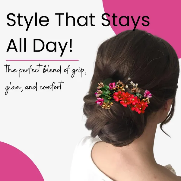 Red_Plastic_Premium_&_Elegant_Dark_Floral_Juda_Hair_Clip_For_Women_&_Girls