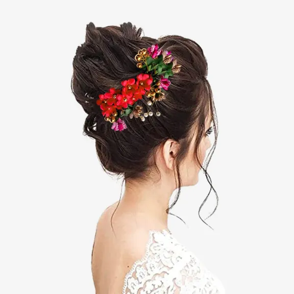 Red_Plastic_Premium_&_Elegant_Dark_Floral_Juda_Hair_Clip_For_Women_&_Girls