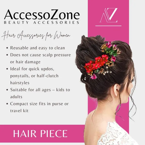 Red_Plastic_Premium_&_Elegant_Dark_Floral_Juda_Hair_Clip_For_Women_&_Girls