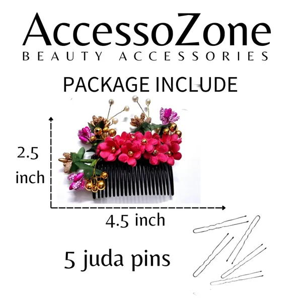 Red_Plastic_Premium_&_Elegant_Dark_Floral_Juda_Hair_Clip_For_Women_&_Girls