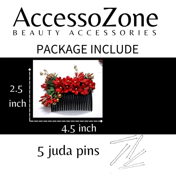 Red_Plastic_Premium_&_Elegant_Red_Floral_Juda_Hair_Comb_With_5_Juda_Pins_For_Women_&_Girls