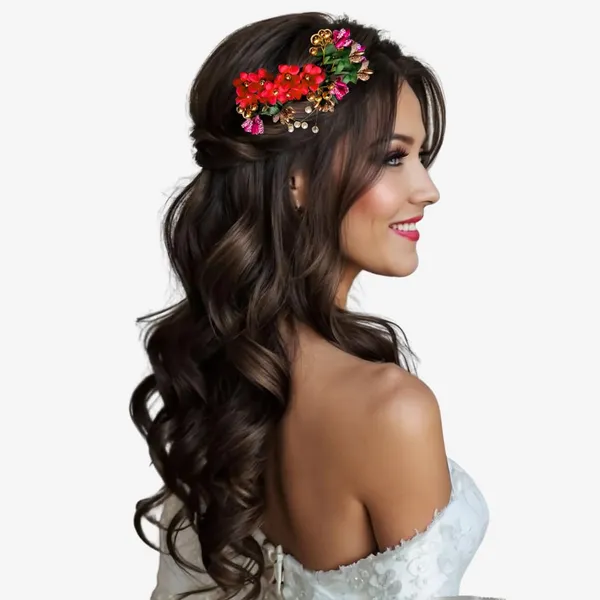 Pink_Plastic_Premium_&_Elegant_Pink_Pearl_Artificial_Bridal_Hair_Flower_Clip_For_Women_&_Girls