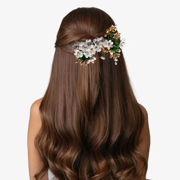 Peach_Plastic_Premium_&_Elegant_Silver_White_Floral_Hair_Band_For_Women_&_Girls