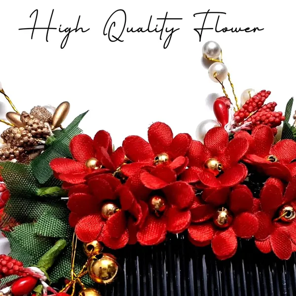 Red_Plastic_Premium_&_Elegant_Pearl_Artificial_Bridal_Hair_Flower_Clip_For_Women_&_Girls