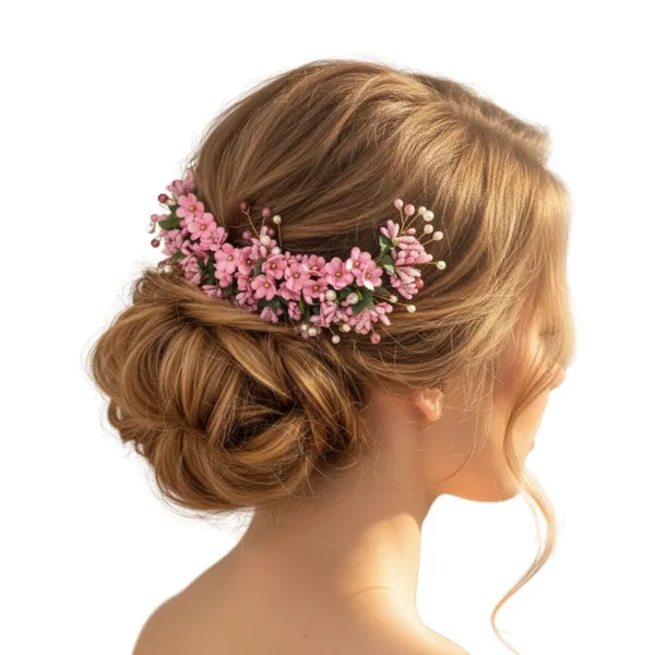 Pink_Flower_Premium_&_Elegant_Floral_Bridal_Hair_Clip_For_Women_&_Girls