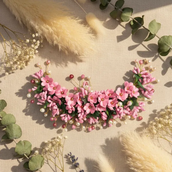 Pink_Flower_Premium_&_Elegant_Floral_Bridal_Hair_Clip_For_Women_&_Girls