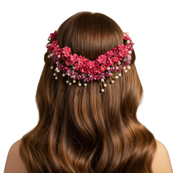 Dark_Pink_Premium_&_Elegant_Floral_Bridal_(Gulabi)_Hair_Clip_For_Women_&_Girls