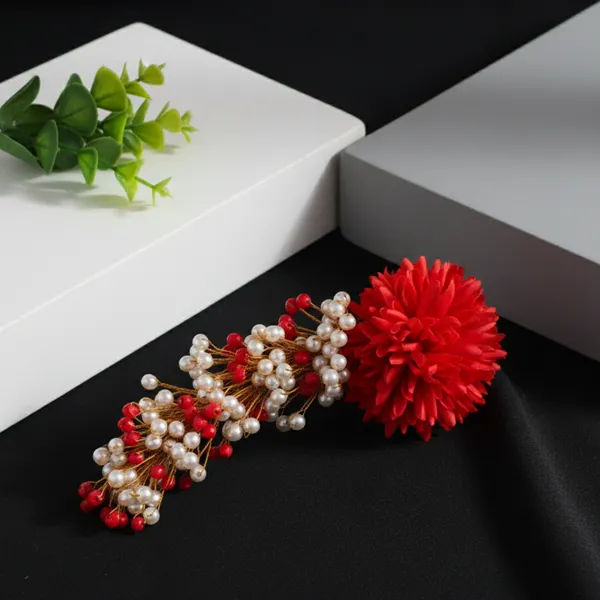 Red_&_White__Glass_Beads__Premium_&_Elegant_Glitzloop_Hair_Accessory_For_Women_&_Girls