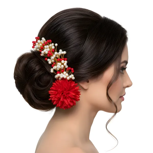 Red_&_White__Glass_Beads__Premium_&_Elegant_Glitzloop_Hair_Accessory_For_Women_&_Girls