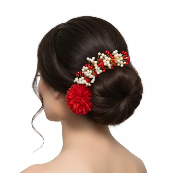 Red_&_White__Glass_Beads__Premium_&_Elegant_Glitzloop_Hair_Accessory_For_Women_&_Girls